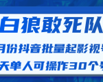 白狼敢死队最新抖音短视频批量起影视号(一天单人可操作30个号)视频课程-88共享