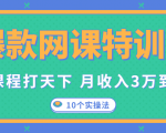 爆款网课特训营,一套课程打天下,网课变现的10个实操法,月收入3万到10万-88共享