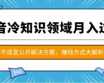 抖音冷知识领域月入过万项目,不适宜公开解决方案 ,抖音赚钱方式大解析!-88共享