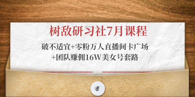 树敌研习社7月课程：破不适宜+零粉万人直播间卡广场+团队赚佣16W美女号套路-88共享