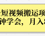 操作性非常强的头条号短视频搬运项目,3分钟学会,轻松月入8000+-88共享