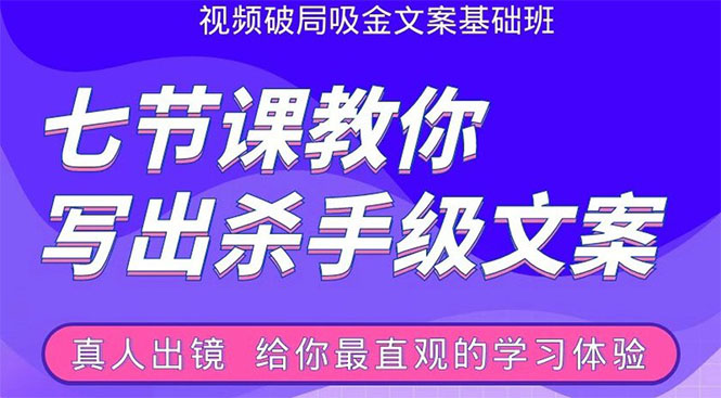 张根视频破局吸金文案班：节节课教你写出杀手级文案(附67页文案训练手册)-88共享