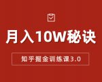 知乎掘金训练课3.0:低成本,可复制,流水线化先进操作模式 月入10W秘诀-88共享