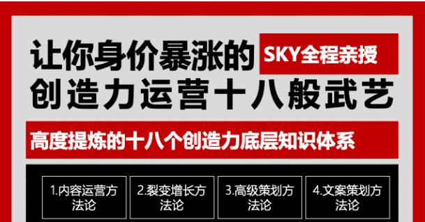 让你的身价暴涨的创造力运营十八般武艺 高度提炼的18个创造力底层知识体系-88共享