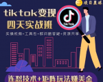 tiktok变现四天实战班,连怼技术+矩阵玩法赚美金!价值998元-88共享