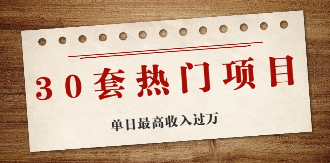 30套热门项目：单日最高收入过万 (网赚项目、朋友圈、涨粉套路、抖音、快手)等-88共享
