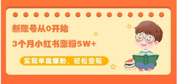 生财小红书涨粉变现：新账号从0开始3个月小红书涨粉5W+实现单篇爆粉-88共享