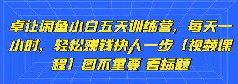 卓让闲鱼小白五天训练营，每天一小时，轻松赚钱快人一步-88共享