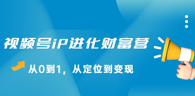 视频号iP进化财富营，从0到1，从定位到变现赚钱（价值1577元）-88共享
