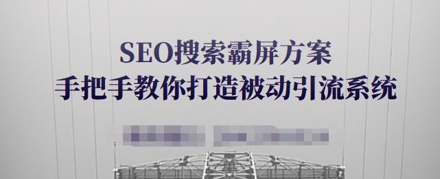 SEO搜索霸屏方案，手把手教你打造被动引流系统【视频课程】-88共享
