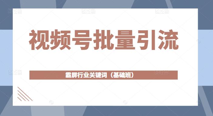 视频号批量引流，霸屏行业关键词（基础班）全面系统讲解视频号玩法-88共享