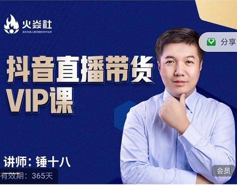 锤十八-抖音直播带货VIP课，专注直播带货有效盈利模式-88共享
