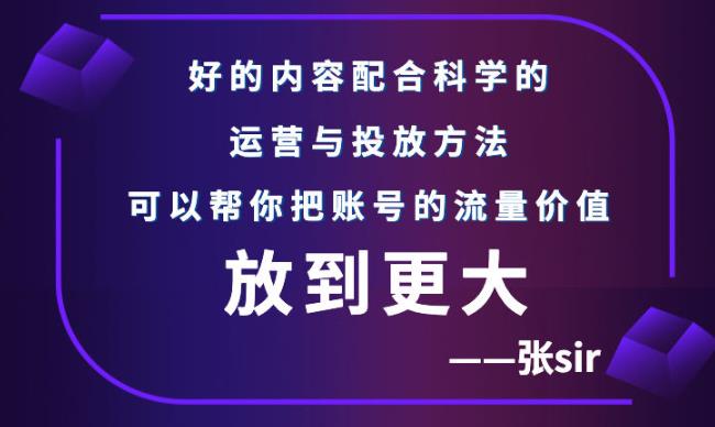 张sir账号流量增长课，告别海王流量，让你的流量更精准-88共享
