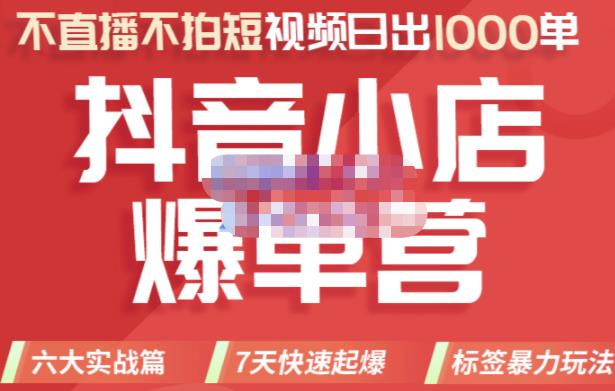推易电商·2022年抖音小店爆单营，不直播、不拍短视频、日出1000单，暴力玩法-88共享