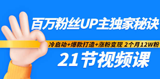 百万粉丝UP主独家秘诀：冷启动+爆款打造+涨粉变现2个月12W粉（21节视频课)-88共享