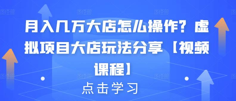 月入几万大店怎么操作？虚拟项目大店玩法分享【视频课程】-88共享