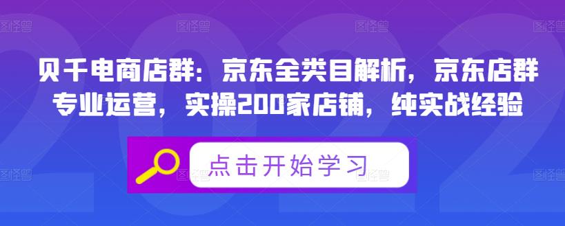 贝千电商店群：京东全类目解析，京东店群专业运营，实操200家店铺，纯实战经验-88共享