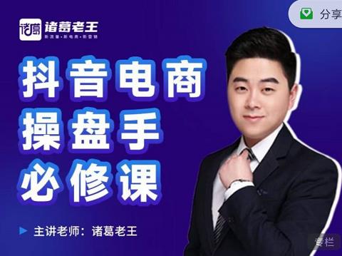 诸葛老王-抖音电商操盘手必修课：顶层设计，​起号破局，爆款运营，数据分析-88共享