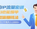 私域IP流量密训:小白也能爆单的微信赚钱法,从月薪三千到月入10000+-88共享