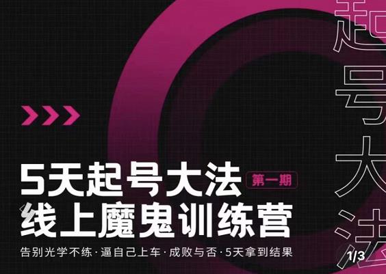 大播·五天起号魔鬼训练营，告别光学不练，逼自己上车，成败与否，5天拿到结果-88共享
