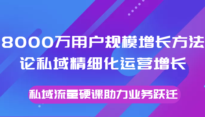 8000万用户规模增长方法论私域精细化运营增长，私域流量硬课助力业务跃迁-88共享