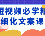 短视频必学精细化文案课,提升你的内容创作能力、升级迭代能力和变现力(价值333元)-88共享