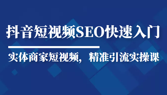 抖音短视频Seo搜索排名优化新手快速入门教程，实体商家短视频，精准引流实操课-88共享