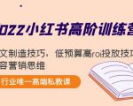 2022小红书高阶训练营:爆文制造技巧,低预算高roi投放技巧,内容营销思维-88共享