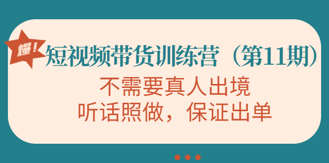 视频带货训练营，不需要真人出境，听话照做，保证出单（第11期）-88共享