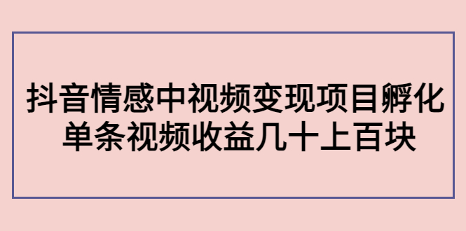 副业孵化营第5期：抖音情感中视频变现项目孵化 单条视频收益几十上百-88共享