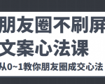 朋友圈不刷屏文案心法课 人人都要懂的商业逻辑 从0~1教你朋友圈成交心法-88共享