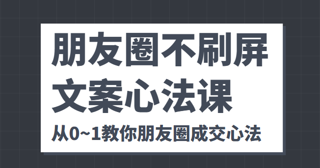 朋友圈不刷屏文案心法课 人人都要懂的商业逻辑 从0~1教你朋友圈成交心法-88共享