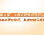 “毒文案”抖音短视频项目玩法，小程序拿图即可变现，复盘经验分享给大家-88共享