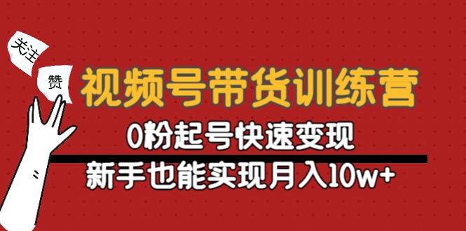 视频号带货训练营：0粉起号快速变现，新手也能实现月入10w+-88共享