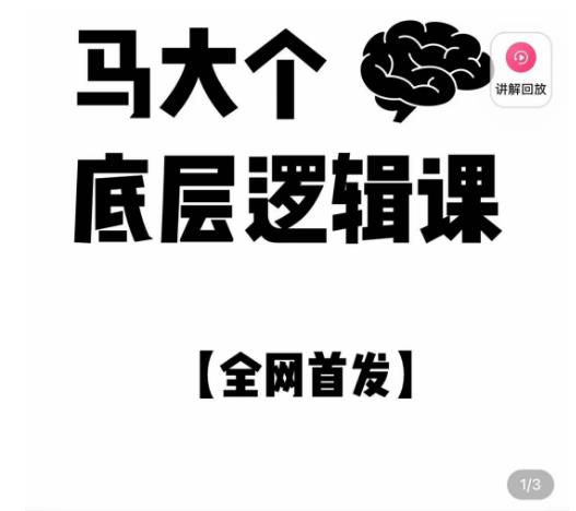 马大个·底层逻辑课，51节底层逻辑智慧课-价值1980元-88共享