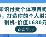 知识付费个体项目孵化器，打造你的个人财富收割机-价值1680元-88共享