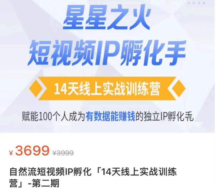 瑶瑶·自然流短视频IP孵化第二期，14天线上实战训练营，赋能100个人成为有数据能赚钱的独立IP孵化手-88共享