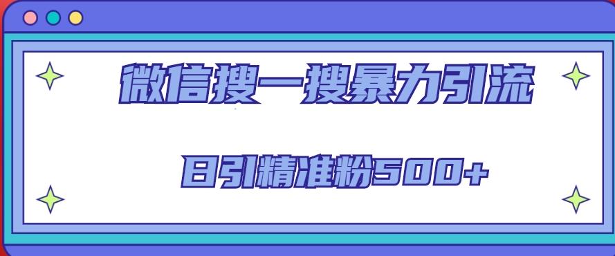 微信搜一搜引流全系列课程，日引精准粉500+（8节课）-88共享
