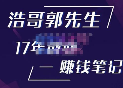 浩哥郭先生17年创业赚米笔记，打开你对很多东西的认知，让你知道原来赚钱或创业不单单是发力就行-88共享