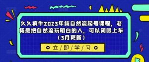 久久疯牛2023年纯自然流起号课程，老杨是把自然流玩明白的人，可以闭眼上车（3月更新）-88共享