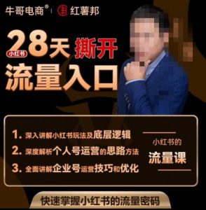 牛哥电商红薯邦28天撕开小红书流量入口,小红书运营系列课,快速掌握小红书的流量密码-88共享