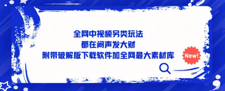 全网中视频另类玩法，都在闷声发大财，附带破解版下载软件加全网最大素材库-88共享