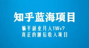 知乎蓝海玩法，躺平副业月入1W+，真正的睡后收入项目（6节视频课）-88共享