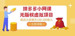 黄岛主·拼多多小网课无版权虚拟项目分享课：起店之后每天100-200收入-88共享