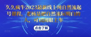久久疯牛2023最新线上纯自然流起号课程，老杨是把自然流玩明白的人，可以闭眼上车-88共享