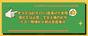 老马实战起号2023直播间全套精细化实战运营,学会正确的起号方式,精细化长期运营直播间-88共享