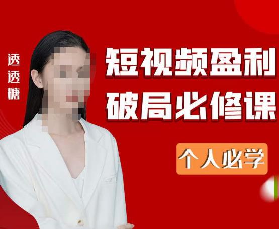 2023最新透透糖短视频盈利破局必修课——个人必学-88共享