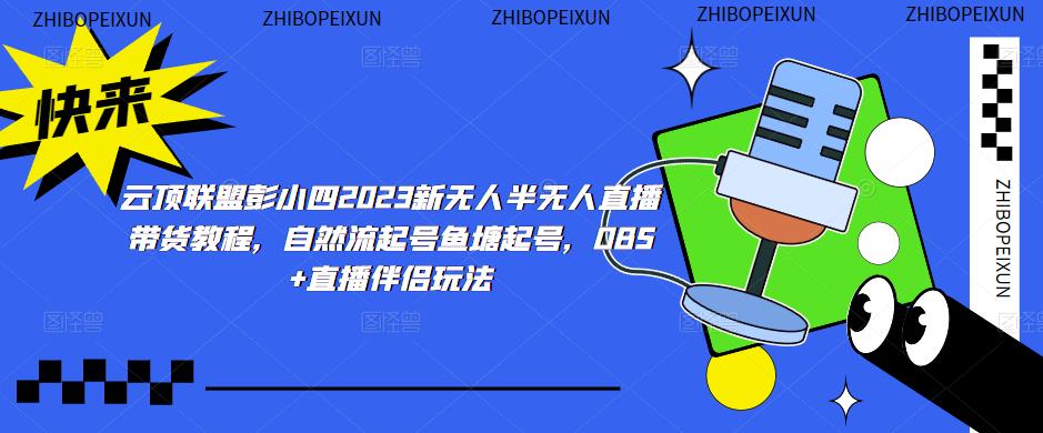 云顶联盟彭小四2023新无人半无人直播带货教程，自然流起号鱼塘起号，OBS+直播伴侣玩法-88共享