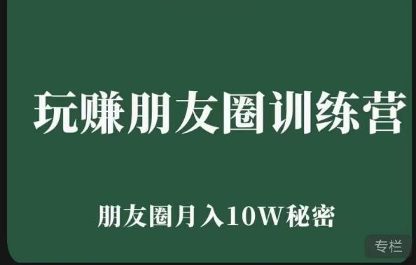 玩赚朋友圈系统课，朋友圈月入10W的秘密，​7天系统图文课程-88共享