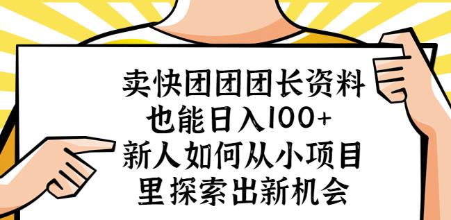 卖快团团团长资料也能日入100+新人如何从小项目里探索出新机会-88共享